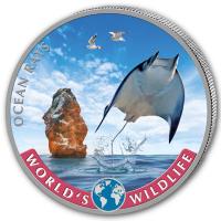 Kongo 20 Francs Worlds Wildlife Ozean Rochen 2023 1 Oz Silber Color