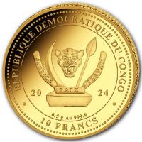 Kongo - 10 Francs Worlds Wildlife Wanderfalke 2024 - 0,5g Gold PP