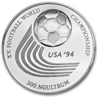 Bhutan - 300 Nu Fuball-Weltmeisterschaft 1994 USA 1993 - Silber PP