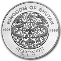 Bhutan - 300 Nu Fuball-Weltmeisterschaft 1994 USA 1993 - Silber PP