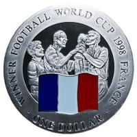 Cook Islands 1 CID Fuball WM Gewinner: Frankreich 2001 Silber PP Color
