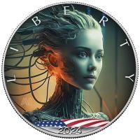 USA 1 USD Silver Eagle Knstliche Intelligenz (7.) Cyber Girl 1 Oz Silber Color