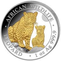 Somalia African Wildlife Leopard 2024 1 Oz Silber Gilded