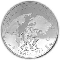 Silbermedaille Fuballweltmeisterschaft USA 1994 1 Oz Silber Rckseite