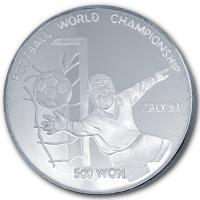 Nordkorea 500 Won Fuball Weltmeisterschaft 1990 in Italien 1988 Silber