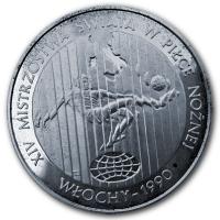 Polen 20.000 Zloty Fuball Weltmeisterschaft 1990 Italien 1989 Silber