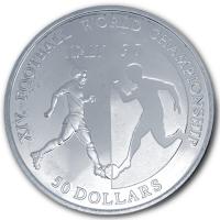 Niue 50 Dollar Fuball Weltmeisterschaft Italien 1990 Silber