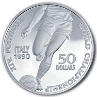 Niue 50 Dollar Fuball Weltmeisterschaft Italien: Fussballer 1990 Silber