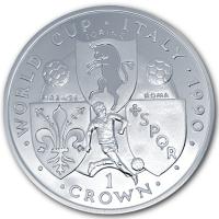 Isle of Man - 1 Crown Fuball Weltmeisterschaft Italien: Wappen 1990 - Silber