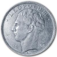 Belgien - 20 Francs Leopold III 1935 - Silber