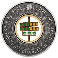 Tuvalu 2 TVD 50 Jahre Wunderwrfel (Rubiks(TM) Cube) 2024 2 Oz Silber Antik Color Rckseite