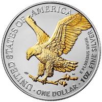 USA 1 USD Silver Eagle: Bulle Bitcoin 2024 1 Oz Silber Color Rckseite
