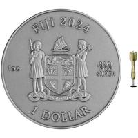 Fiji 1 FJD Dart 2024 1 Oz Silber Antik Finish Color Rckseite