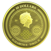Tokelau 10 NZD Chronos 2021 1/10 Oz Gold Rckseite